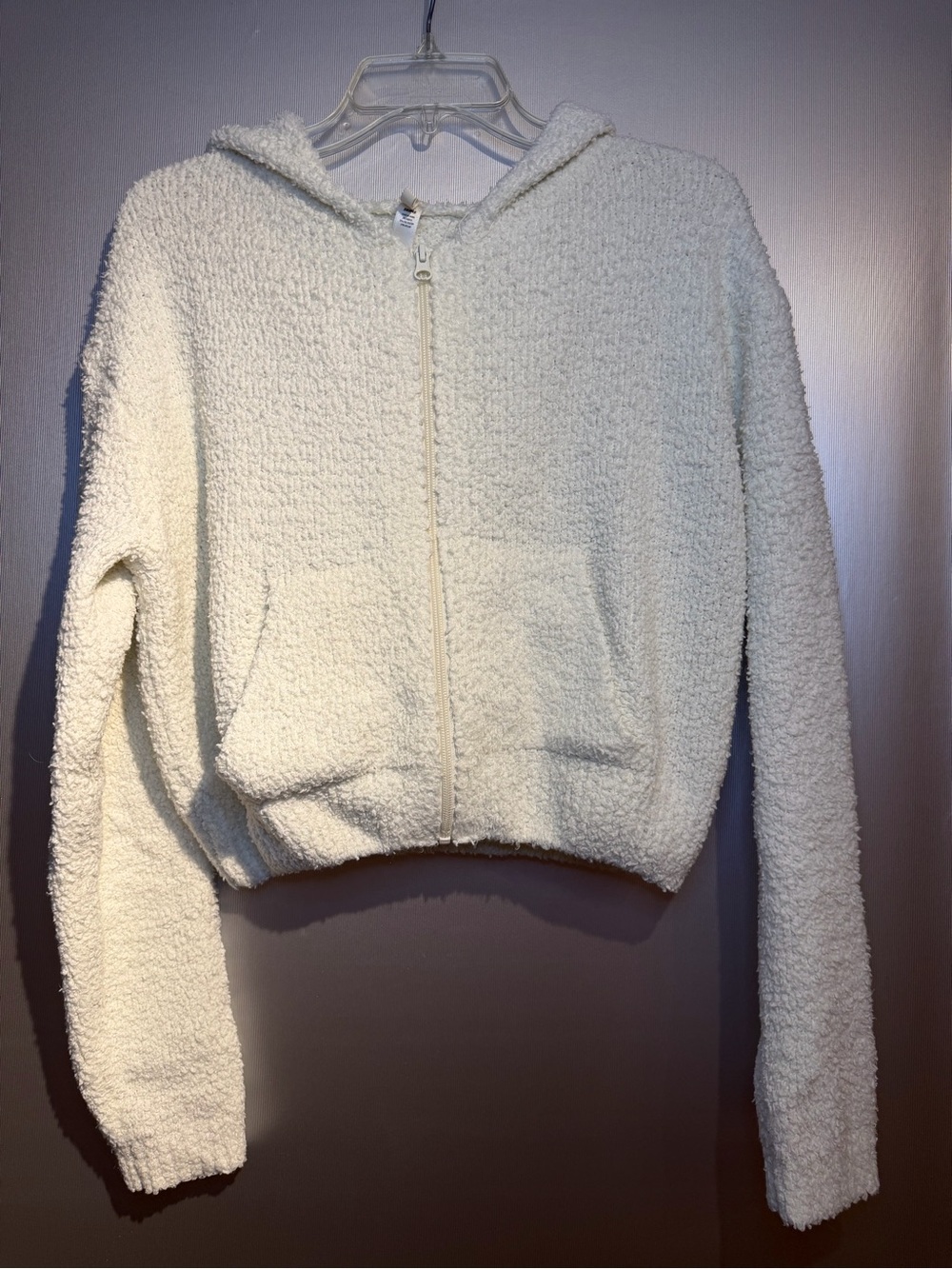 SKIMS White Plush Zip-Up Hooded Teddy Jacket